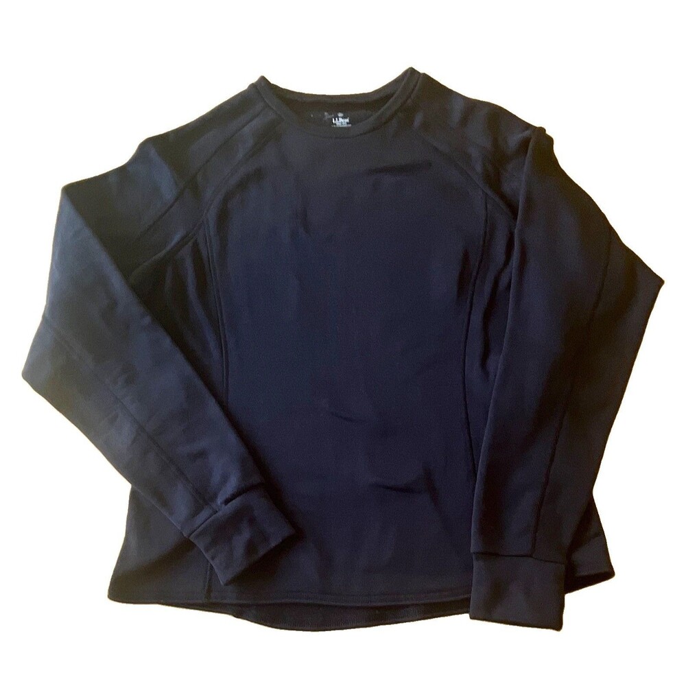 L.L.Bean women’s Fleece lined Long Sleeve Crew Neck Stretch Pullover Black XL